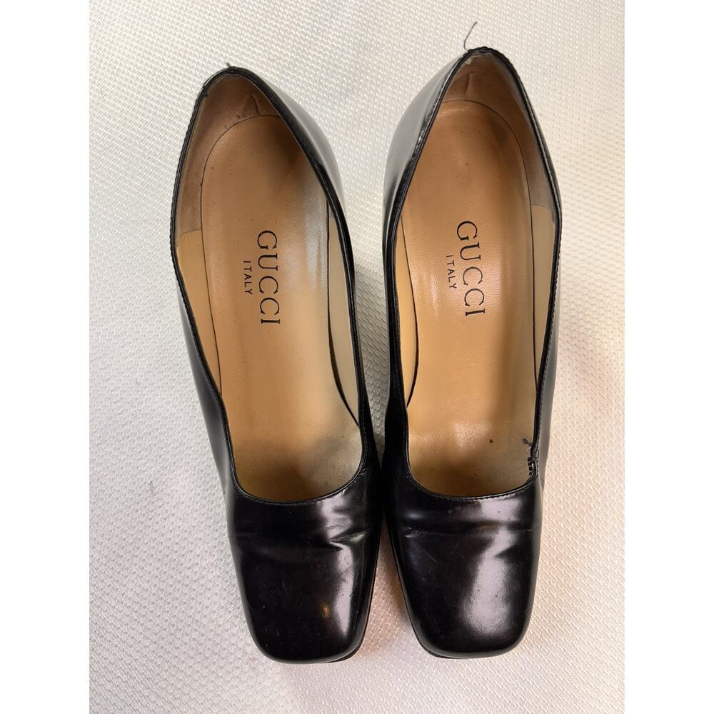 Gucci Size 4 Women's Square Toe Leather Pumps in Black - Picture 3 of 11